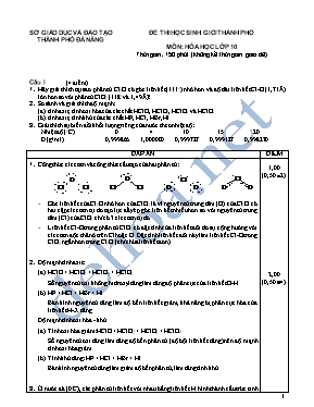 Đề thi học sinh giỏi thành phố môn Hóa học lớp 10